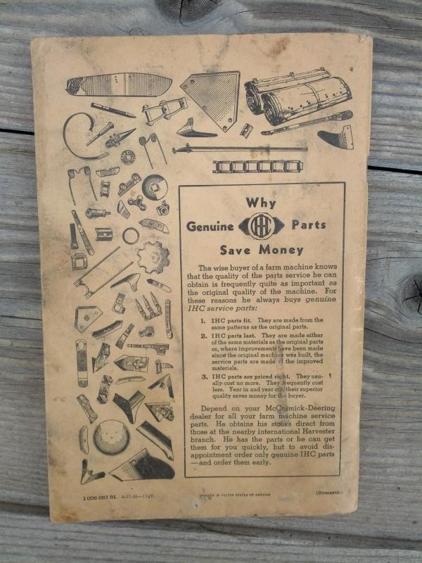 mccormick deering international harvester company chicago illinois owners manual number 122 thresher book parts list booklet farm ranch pamphlet