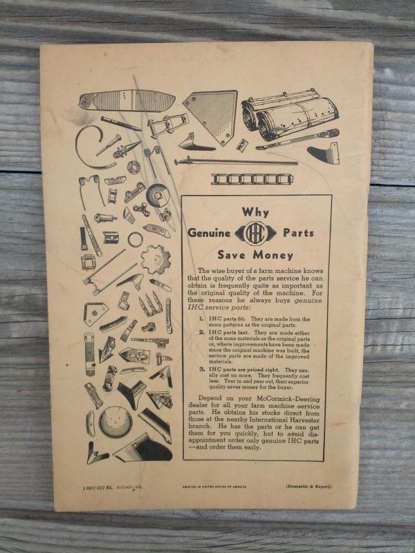 mccormick deering international harvester chicago illinois plain double run feed grain drill instruction manual parts list booklet farm ranch machinery pamphlet