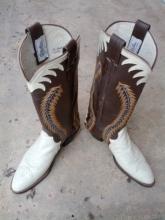 white leather cowboy boots western wear foot apparel usa made olathe kansas footwear size 9 b