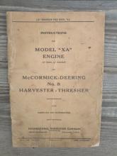 mccormick deering model xa engine number 8 thresher instruction booklet parts list pamphlet international harvester company chicago illinois 1929 farm ranch publication