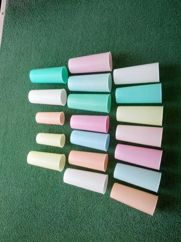 tupperware tumbler cup set pastel color tone retro plastic kitchen utensil