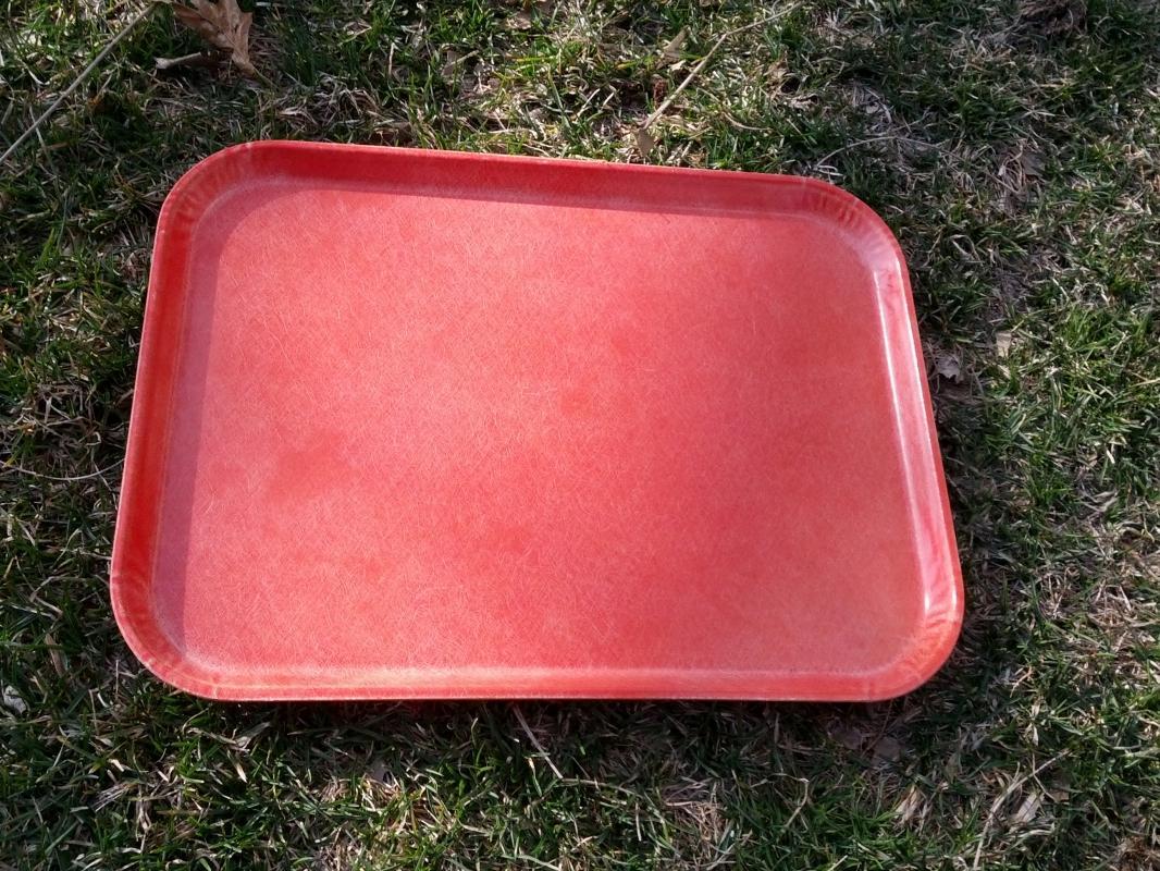orange fiberglass lunchroom tray food beverage serving utensil retro era kitchen tool american retro era party platter