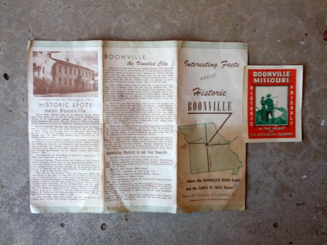 historic boonville missouri tourism tourist pamphlet historical region paper print 1950's era show me state travel brochure flyer
