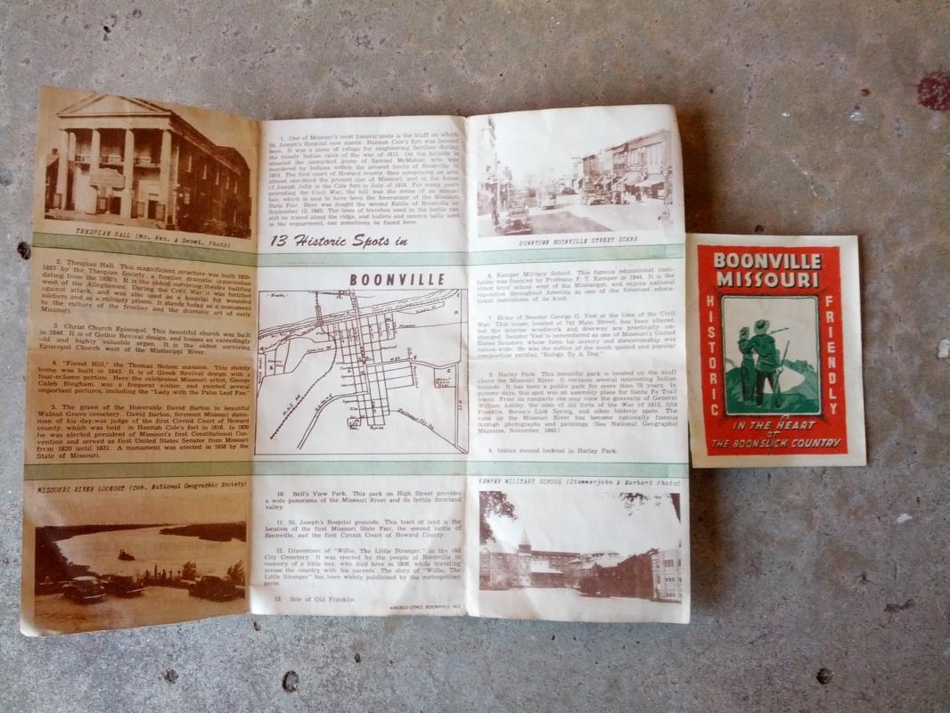 historic boonville missouri tourism tourist pamphlet historical region paper print 1950's era show me state travel brochure flyer