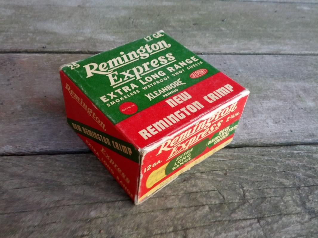 remington express extra long range shotgun shell box hunting sport collectible cardboard advertising