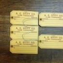 A E STITT COMPANY HOME FURNISHINGS CARDBOARD TAG HASTINGS NEBRASKA BUSINESS ADVERTISING TICKET DENISON IOWA USA MADE LABEL
