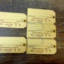 A E STITT COMPANY HOME FURNISHINGS CARDBOARD TAG HASTINGS NEBRASKA BUSINESS ADVERTISING TICKET DENISON IOWA USA MADE LABEL