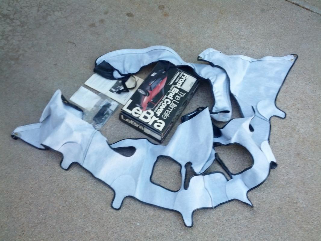 LEBRA FRONT END COVER BLACK VINYL CHEVY Z28 CAMARO CAR ACCESSORY WYNNS AUTOMOTIVE PRODUCT BOX 1980'S ERA AUTO PART