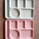 ARROWHEAD PINK GREEN MELMAC TRAY LUNCHROOM PLATTER DIVIDED SERVING PLATE