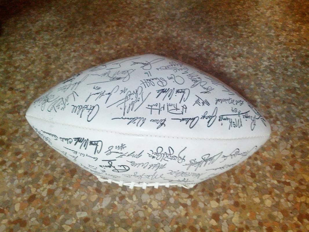 LOS ANGELES RAIDERS STAMPED AUTOGRAPH FOOTBALL NFL COLLECTIBLE BALL