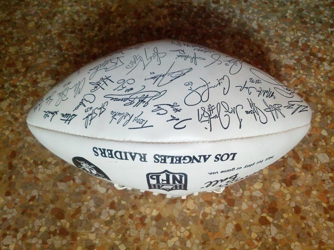 LOS ANGELES RAIDERS STAMPED AUTOGRAPH FOOTBALL NFL COLLECTIBLE BALL