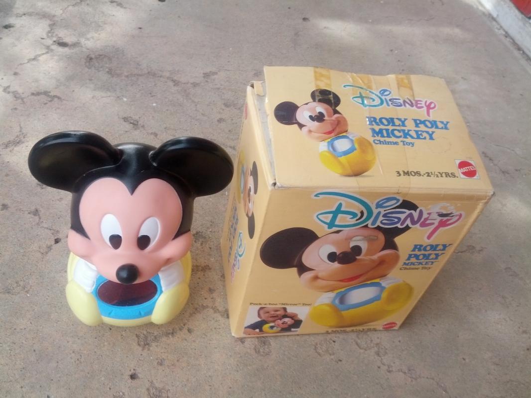 walt disney roly poly mickey mouse chime toy mattel original box