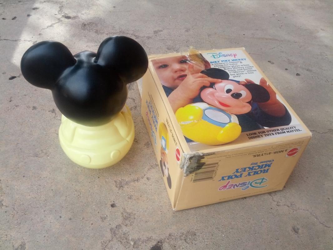 walt disney roly poly mickey mouse chime toy mattel original box