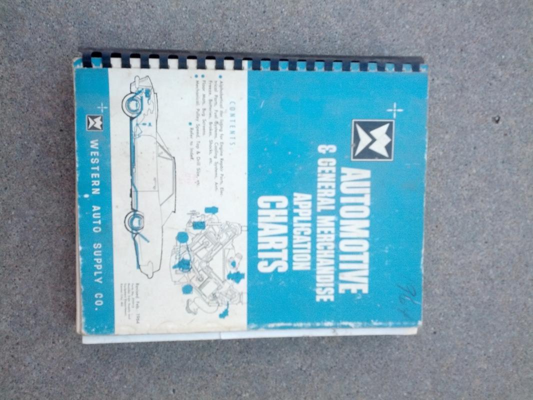 westrrn auto supply automotive catalog general merchandise application chart book 1964 car part booklet