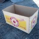 straight arrow hits the spot cardboard fruit produce box stadelman yakima washington purple yellow advertising crate 1960's grocery supply collectible