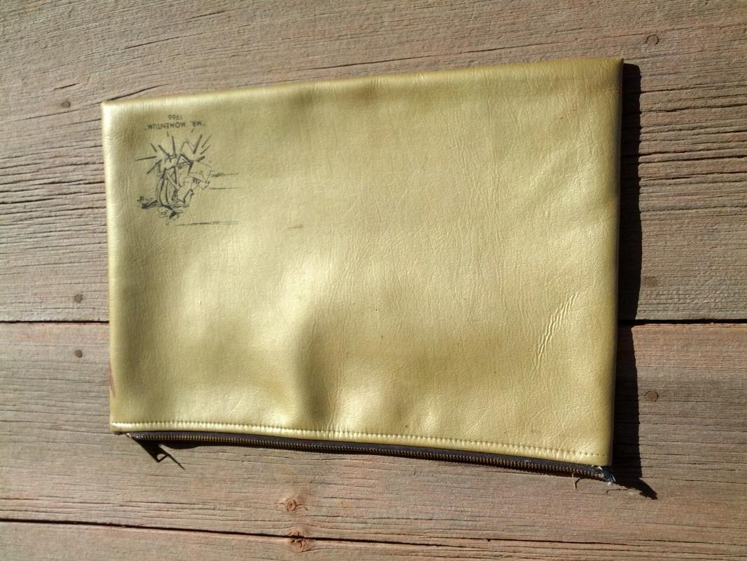 1966 mr momentum vinyl bag paper file storage sack amaco jack nadel los angeles california tag scovill brass zipper