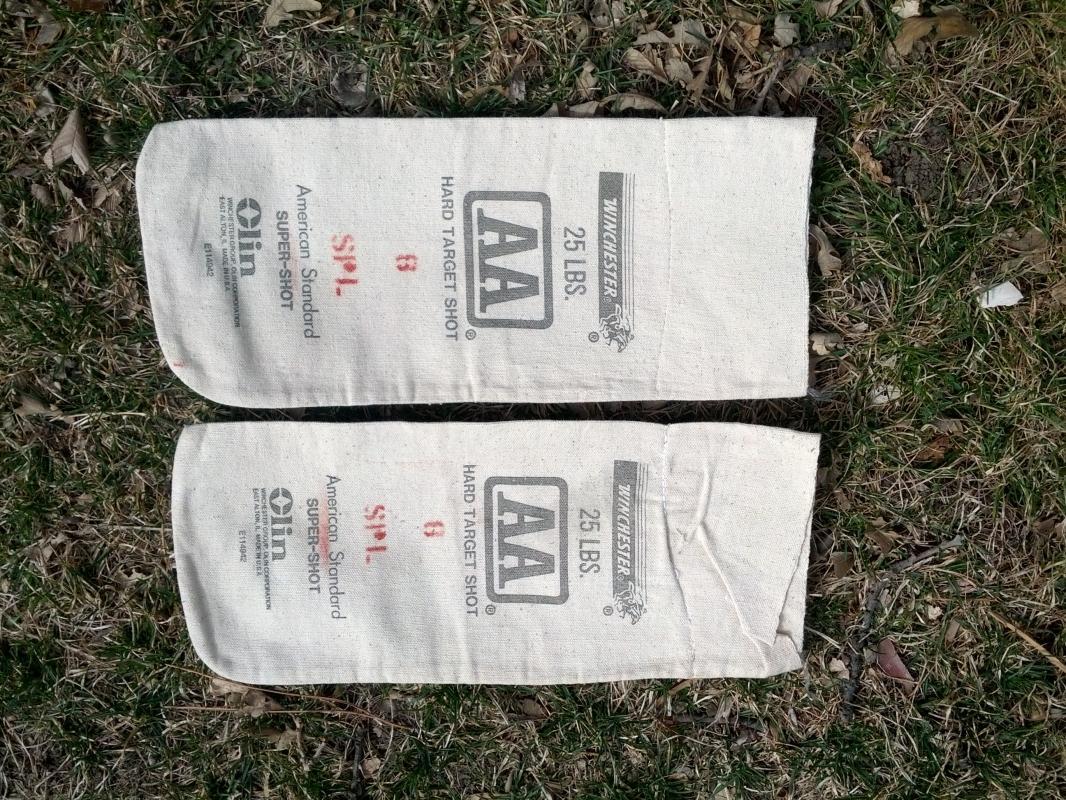 winchester olin american standard super shot lead pellet cotton bag sales sack shotgun shell reloading collectible