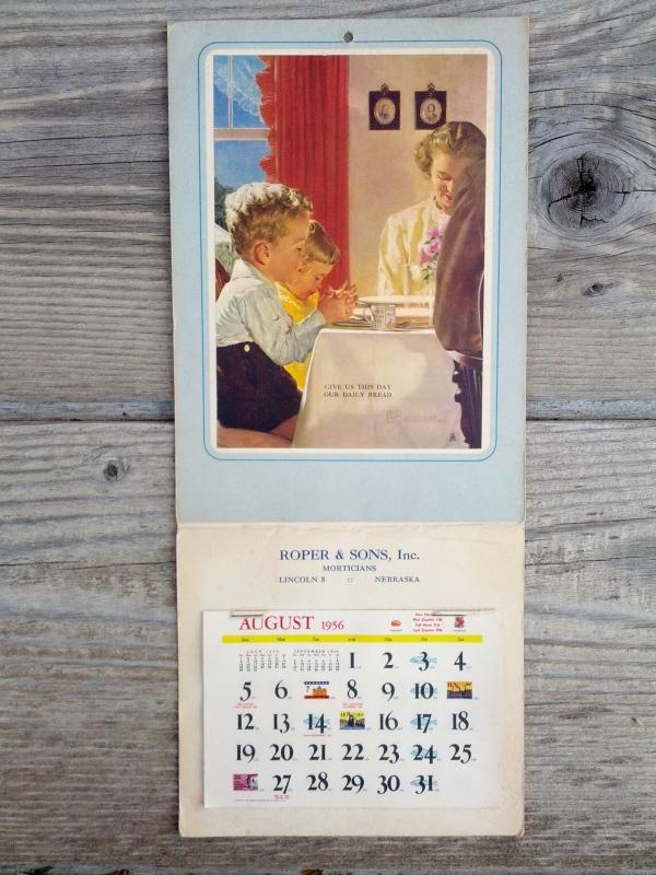 1956 lincoln nebraska roper sons mortician calender give us this day our daily bread paper print wall decoration
