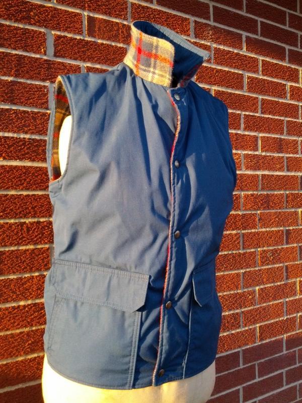 woolrich plaid navy blue vest reversible garment thinsulate thermal insulation