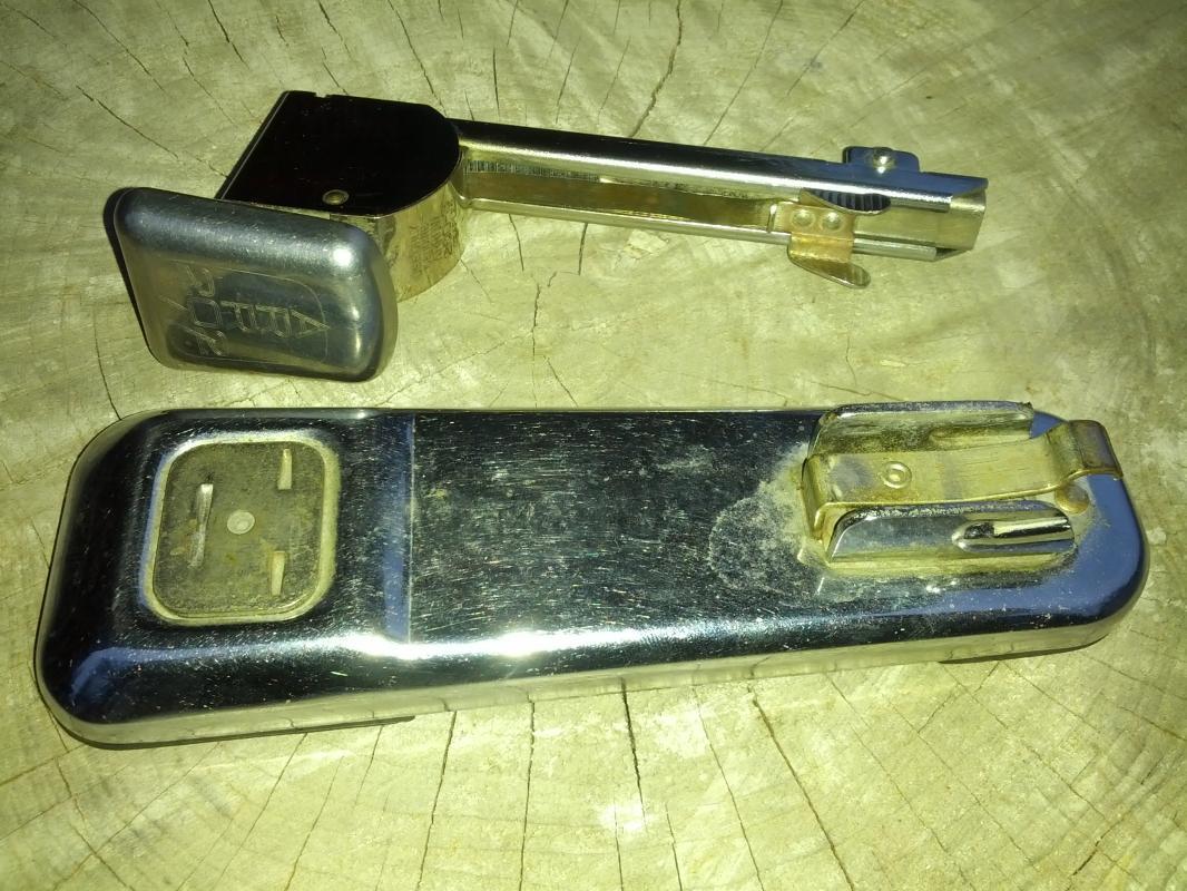 chrome plated steel stapler office desk tool staple dispenser arrow fastener company brooklyn new york desktop gadget