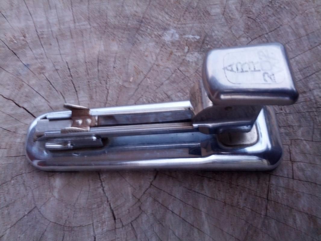 chrome plated steel stapler office desk tool staple dispenser arrow fastener company brooklyn new york desktop gadget