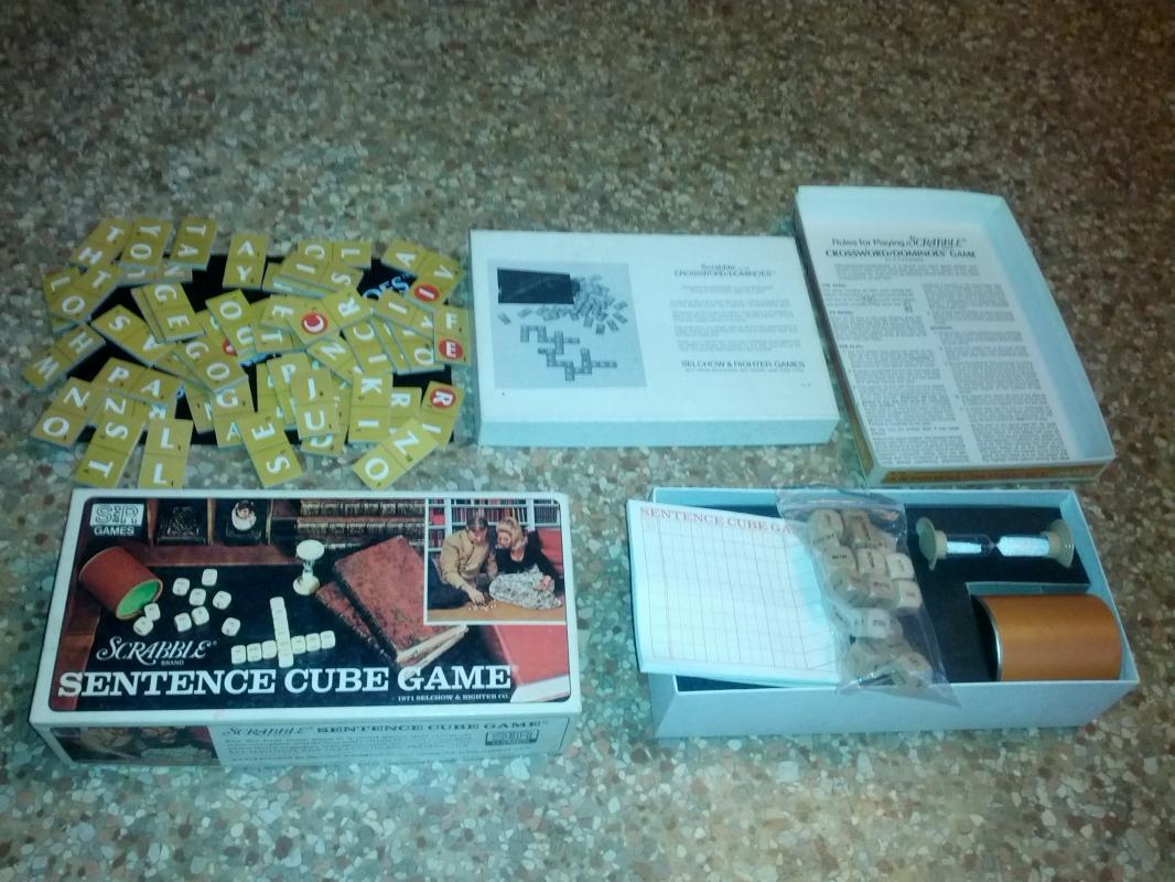 scrabble sentence cube crossword dominoes style family pastime activity selchow righter company bay shore new york usa