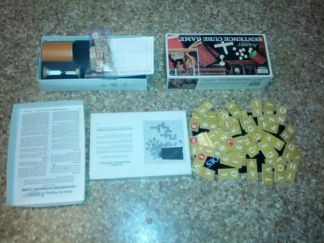 scrabble sentence cube crossword dominoes style family pastime activity selchow righter company bay shore new york usa