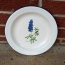 blue bonnet white granite ware serving plate spring time floral flower table decoration kitchen utensil