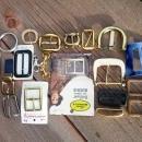 brass tone belt buckle lobster style clasp hook retro era clothing pack handbag purse accessory