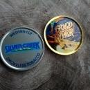 SNUFF SMOKELESS TOBACCO LID GOLD RIVER SILVER CREEK WESTERN CUT CHEW ADVERTISING