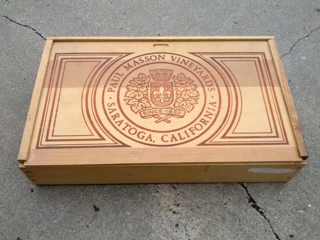 paul masson vineyards saratoga california wooden crate wine bottle shipping box