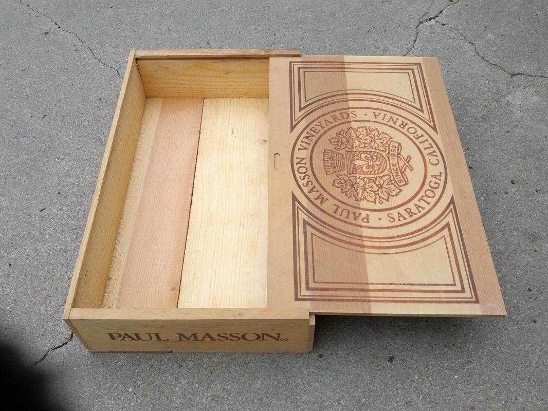 paul masson vineyards saratoga california wooden crate wine bottle shipping box