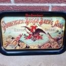 BUDWEISER ANHEUSER BUSCH BREWING ASSOCIATION BEER BEVERAGE SERVING TRAY STEEL SOUTH SEAS ADVERTISING PLATTER