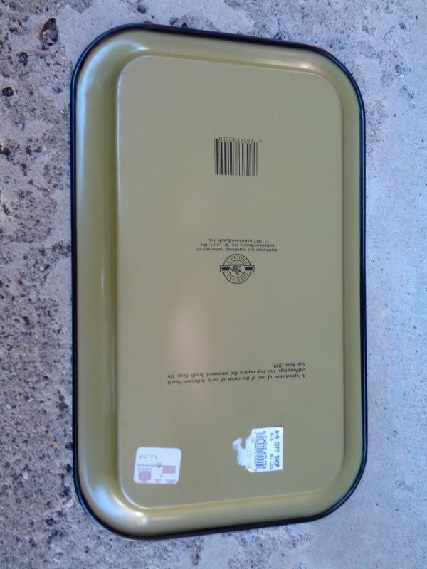 BUDWEISER ANHEUSER BUSCH BREWING ASSOCIATION BEER BEVERAGE SERVING TRAY STEEL SOUTH SEAS ADVERTISING PLATTER