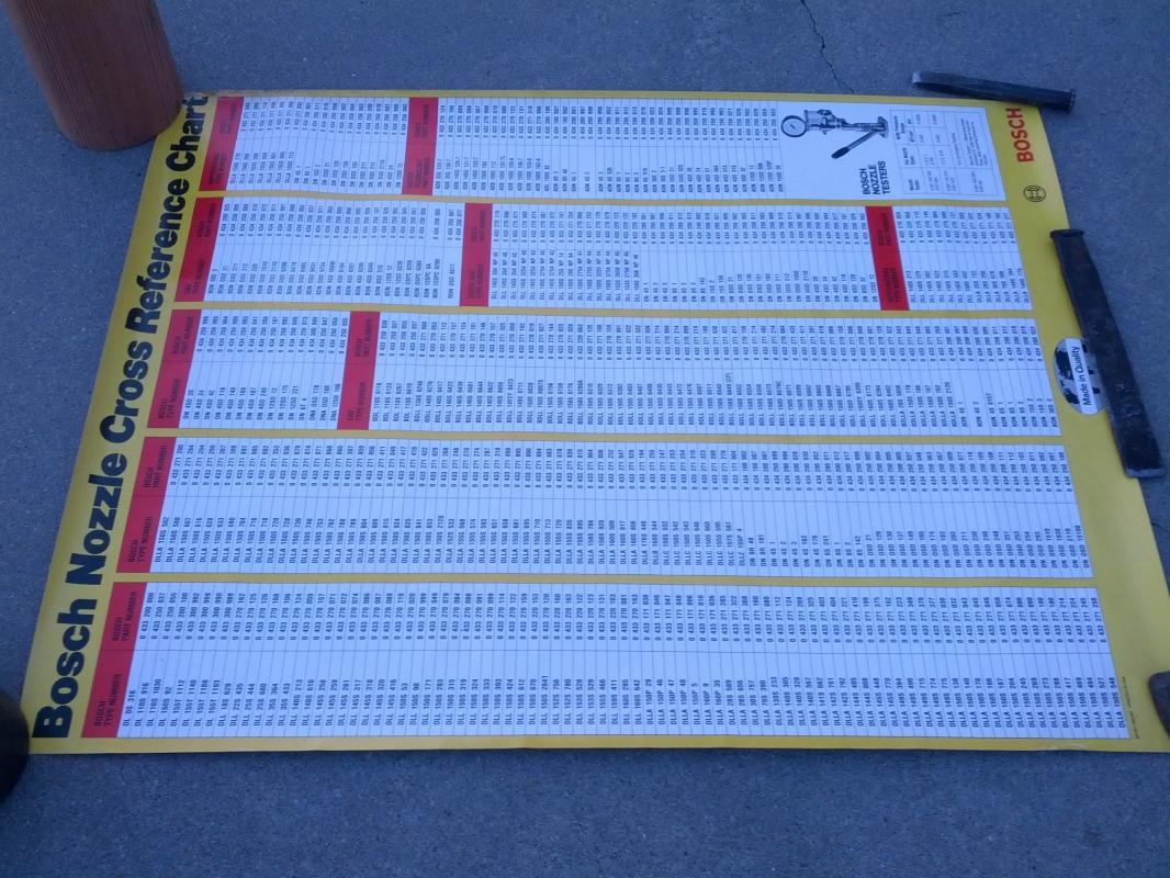bosch nozzle cross reference poster diesel engine machine shop chart