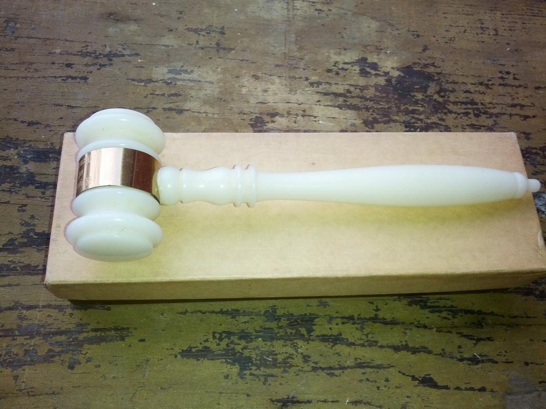 royal neighbors camp america oracle presiding officer gavel judges desk ornament 1974 engraved brass strap