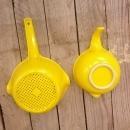 rubbermaid spaghetti pasta strainer measuring cup batter bowl yellow plastic kitchen utensil food preparation tools