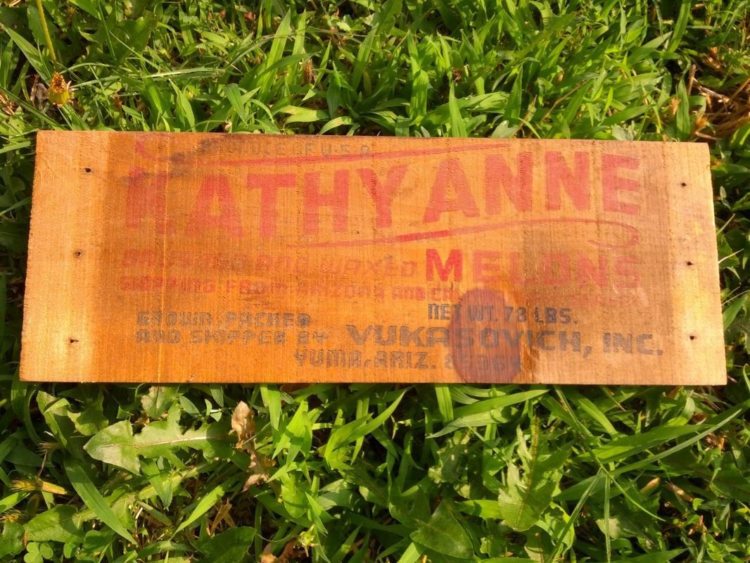 KATHY ANNE MELON CRATE BOARD YUMA ARIZONA VUKASOVICK ADVERTISING WALL DECORATION