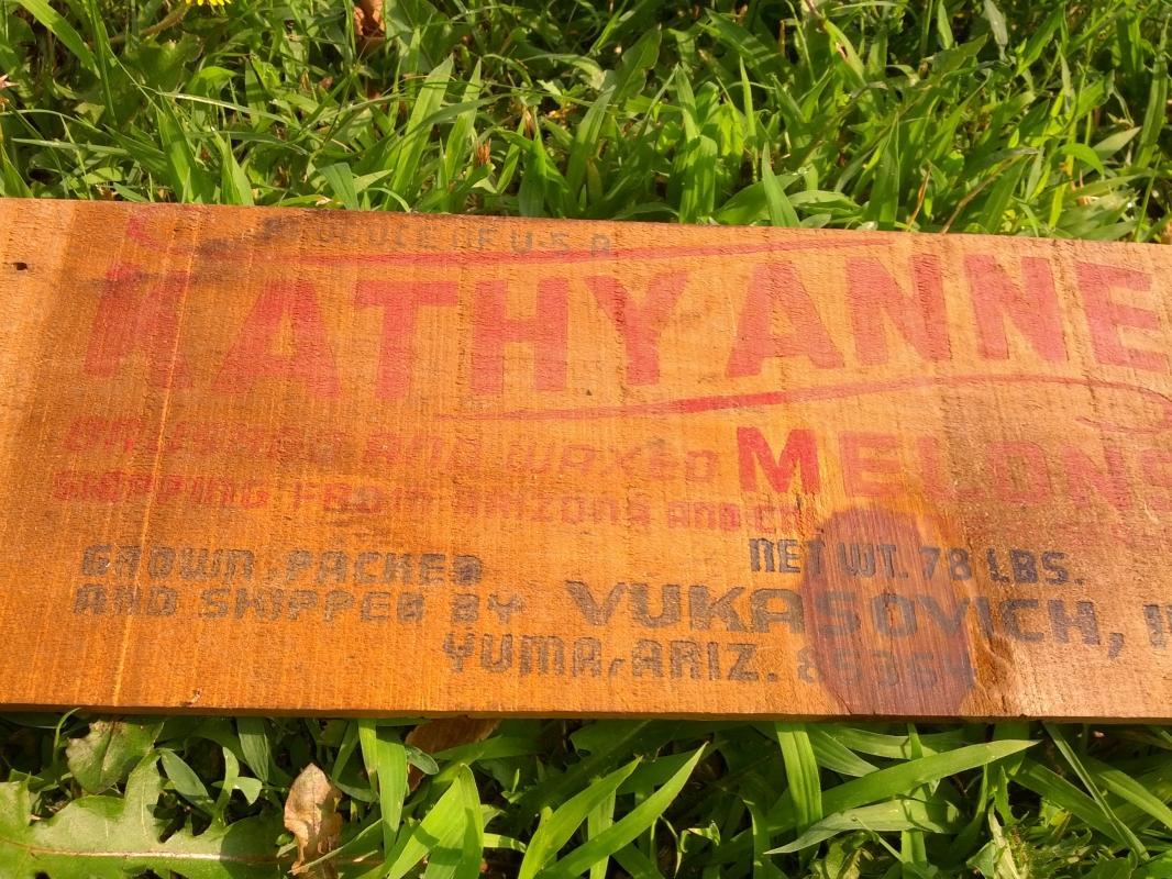 KATHY ANNE MELON CRATE BOARD YUMA ARIZONA VUKASOVICK ADVERTISING WALL DECORATION