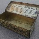 B F Goodrich Akron Ohio advertising tin can repair garage station canister flip lid style metal box