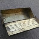 B F Goodrich Akron Ohio advertising tin can repair garage station canister flip lid style metal box