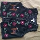 casey coleman wool blend black polyester vest deer floral flower pattern India manufactured ladies garment womens apparel size extra large