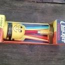 CHUCKLER HAPPY FACE PENHOLDER PENCIL PEN STAND RETRO BOBBLEHEAD NODDER DESK ACCESSORY ORIGINAL GILLETE CARDBOARD BOX 1970'S OFFICE DECORATION ORNAMENT