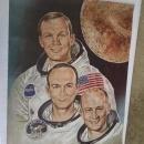 Apollo 11 Astronaut paper poster print school classroom wall decoration united states space travel collectible Sanger artist mark A Fox litho usa 1969 date