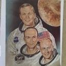 Apollo 11 Astronaut paper poster print school classroom wall decoration united states space travel collectible Sanger artist mark A Fox litho usa 1969 date