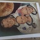 Apollo 11 Astronaut paper poster print school classroom wall decoration united states space travel collectible Sanger artist mark A Fox litho usa 1969 date