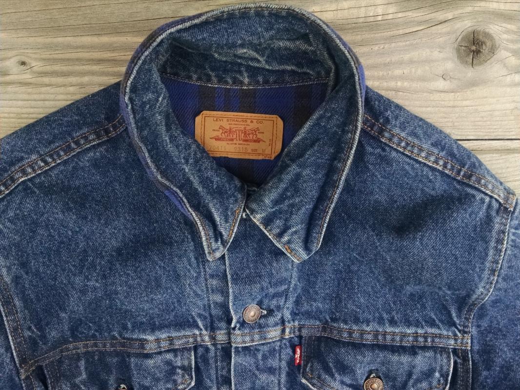 Levi Strauss Denim Jean Jacket Cotton Flannel Lined Light Weight Coat Size Medium Ladies Fashion Garment Apparel