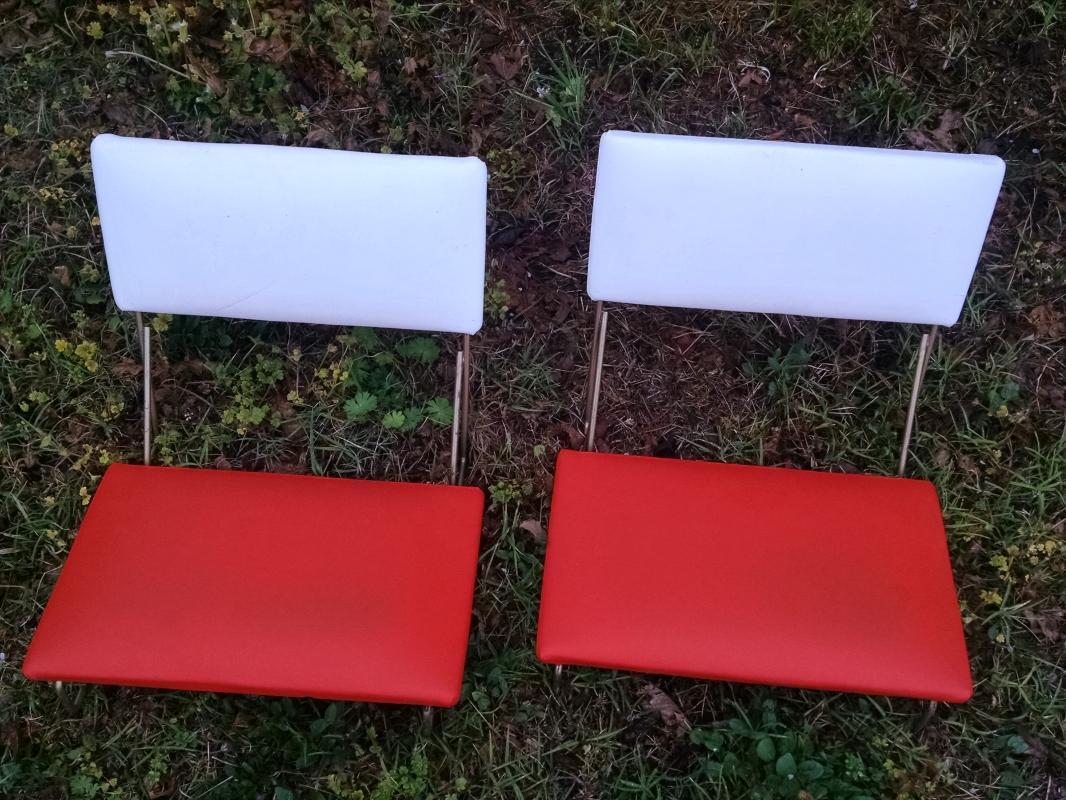 orange white vinyl stadium bleacher seat athletic event portable chair retro bench