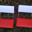 orange white vinyl stadium bleacher seat athletic event portable chair retro bench