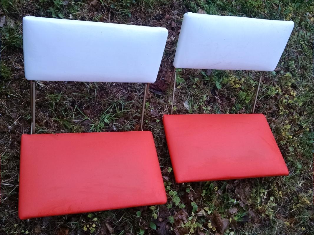 orange white vinyl stadium bleacher seat athletic event portable chair retro bench